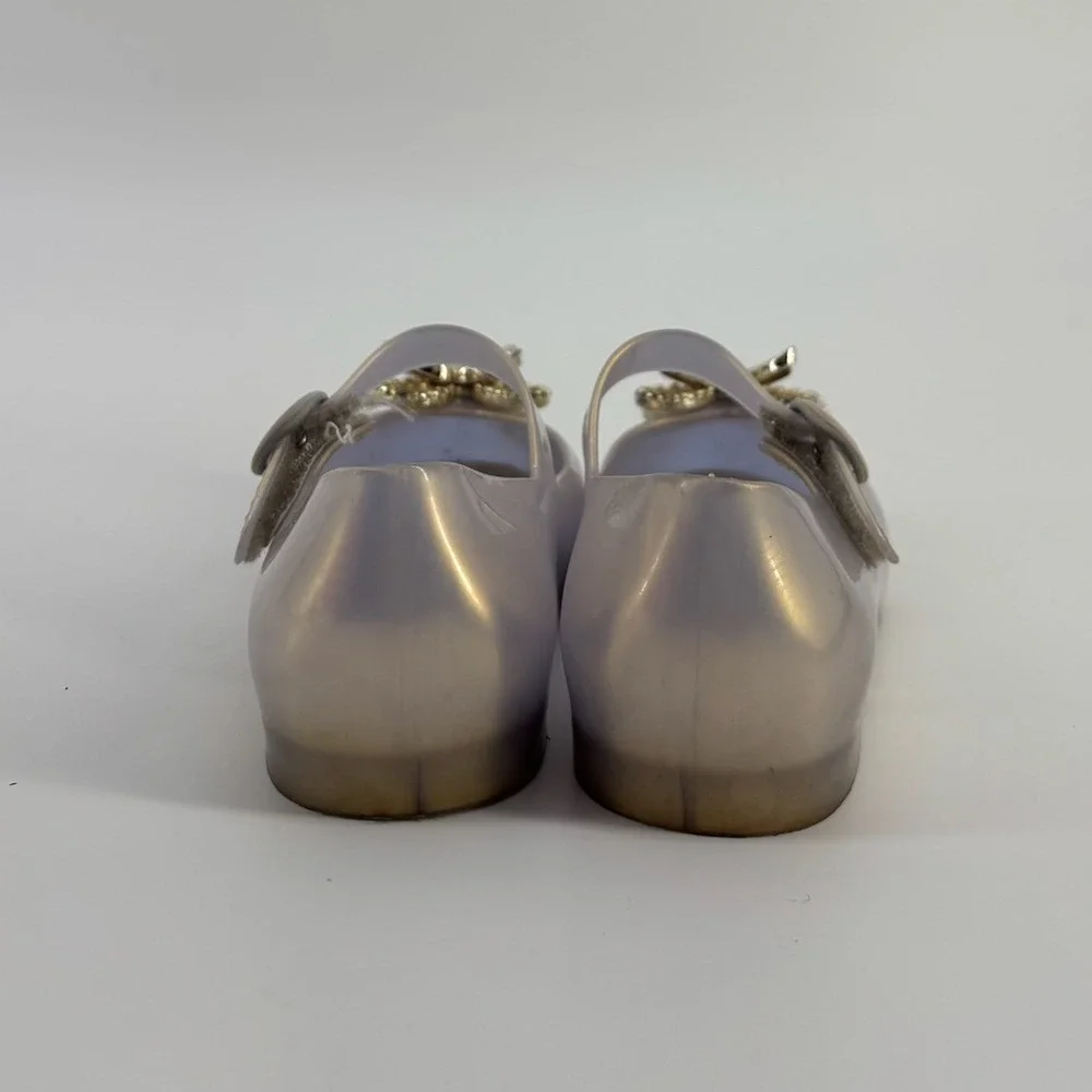 Mini Melissa Ultragirl Butterfly Jelly Flats Lavender Pearl Mary Jane Shoes 8
